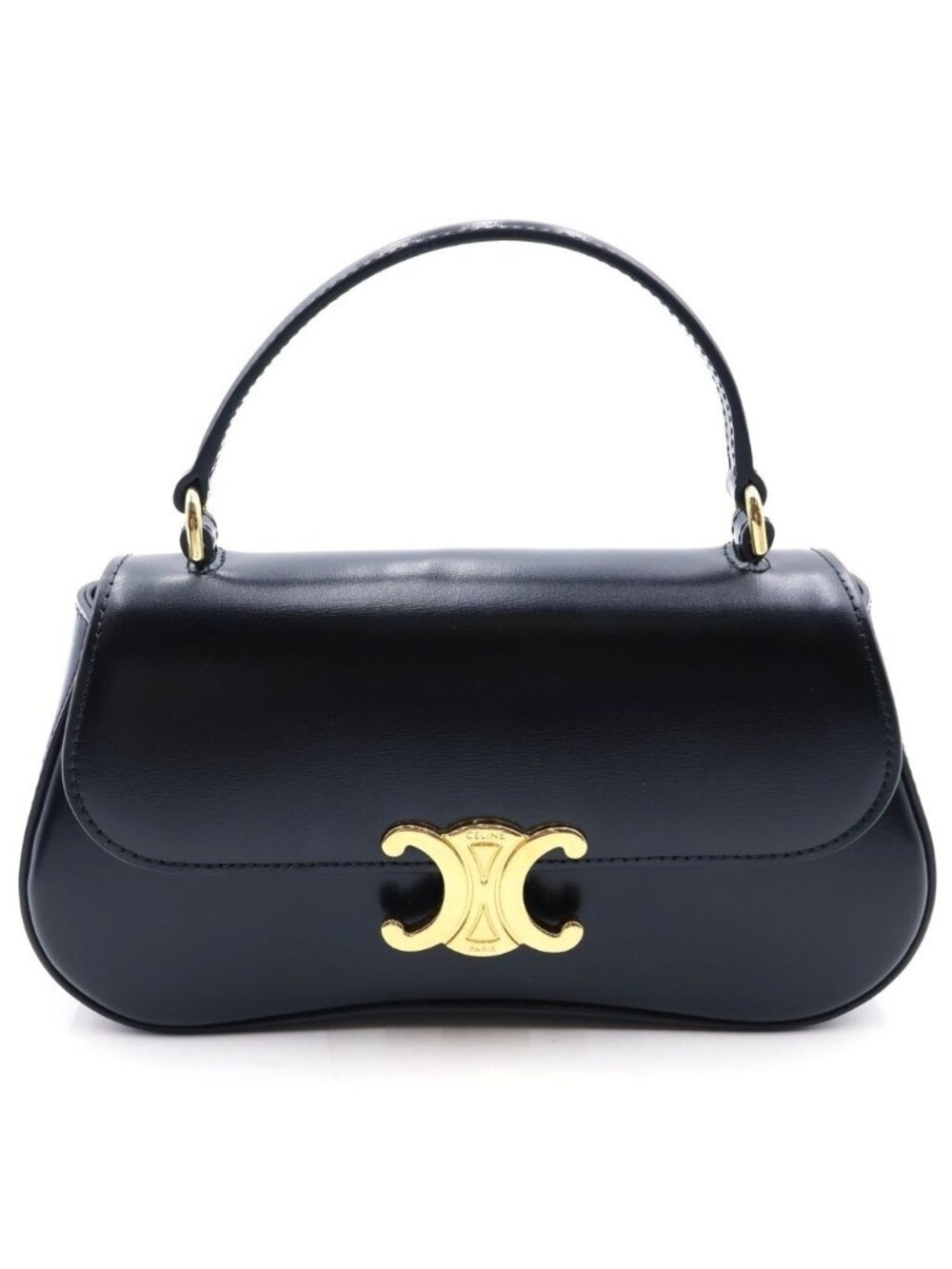 Celine Teenage Laura 2-Way Mini Shoulder Bag Black Leather Gold